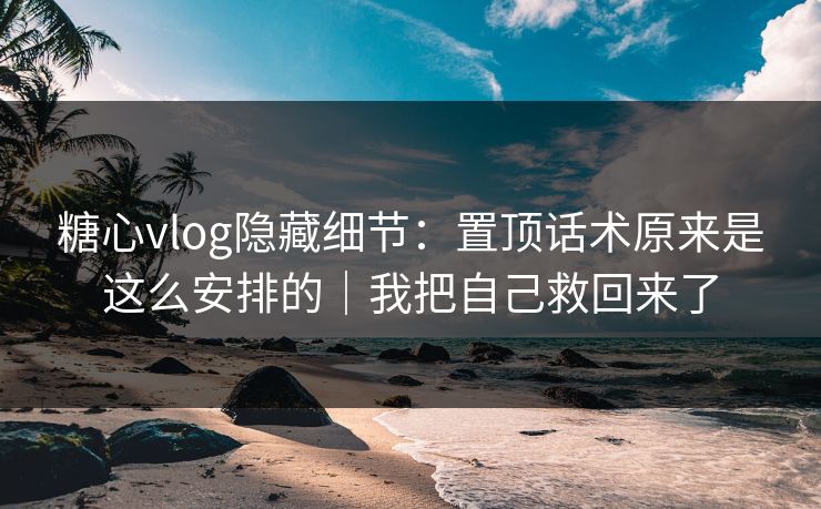 糖心vlog隐藏细节：置顶话术原来是这么安排的｜我把自己救回来了