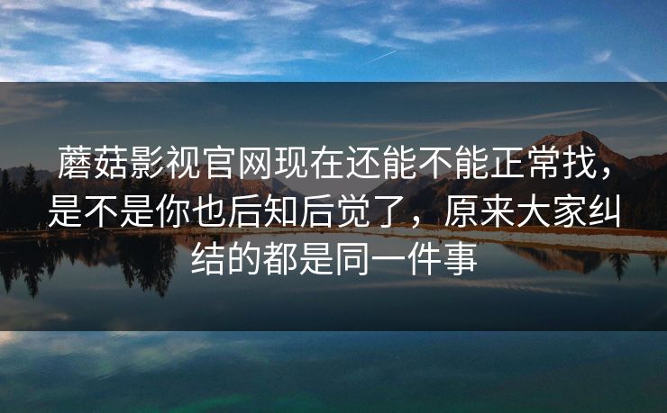 蘑菇影视官网现在还能不能正常找，是不是你也后知后觉了，原来大家纠结的都是同一件事