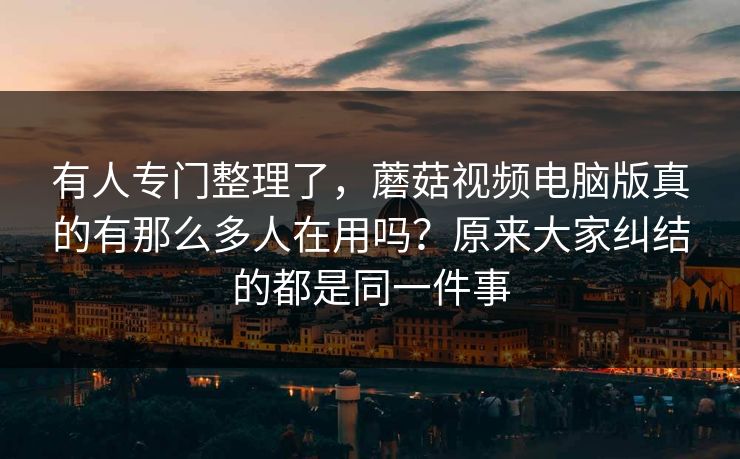 有人专门整理了，蘑菇视频电脑版真的有那么多人在用吗？原来大家纠结的都是同一件事