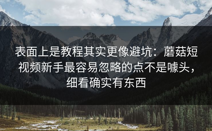 表面上是教程其实更像避坑：蘑菇短视频新手最容易忽略的点不是噱头，细看确实有东西