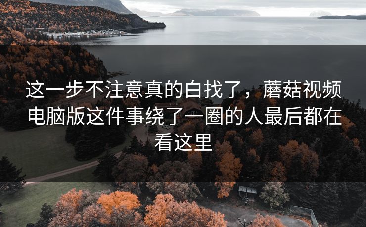 这一步不注意真的白找了，蘑菇视频电脑版这件事绕了一圈的人最后都在看这里