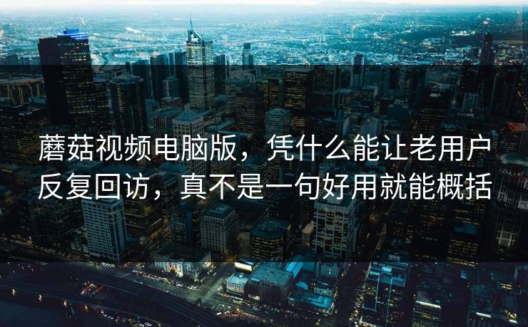 蘑菇视频电脑版，凭什么能让老用户反复回访，真不是一句好用就能概括