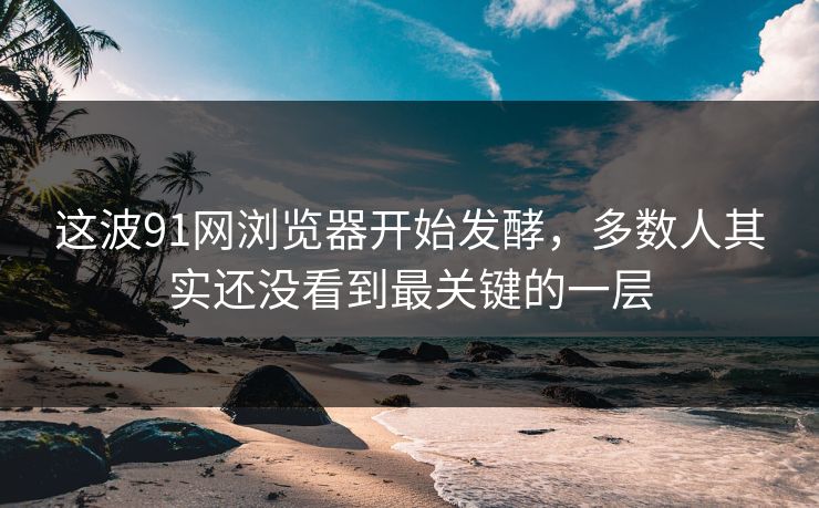 这波91网浏览器开始发酵，多数人其实还没看到最关键的一层