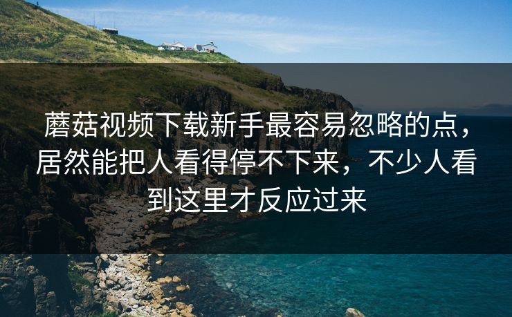 蘑菇视频下载新手最容易忽略的点,居然能把人看得停不下来,不少人看到这里才反应过来 蘑菇视频下载新手最容易忽略的点,居然能把人看得停不下来,不少人看到这里才反应过来