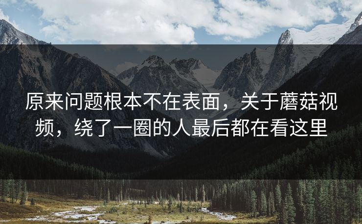 原来问题根本不在表面,关于蘑菇视频,绕了一圈的人最后都在看这里 原来问题根本不在表面,关于蘑菇视频,绕了一圈的人最后都在看这里